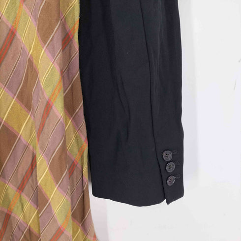 コムデギャルソン COMME des GARCONS 93AW 脱色期 別布再構築 ランダムチェック クレイジーロングシャツワンピース レディース  S